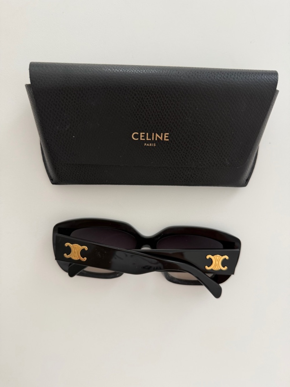 Celine Black Acetate Sunglasses with Gold Triomphe Logo - Picture 2 of 6